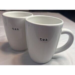 Pottery Barn Tea Cups White With Black Tea Typewriter Coffee Mug Style